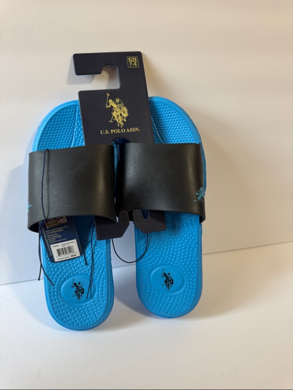 U.S. Polo Assn. Blue Slide Sandals with Black Strap